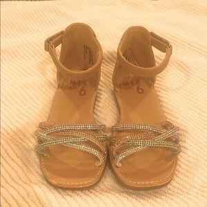 Girls size 13 Mix No. 6 Tan Sandals with Rhinestone Straps
